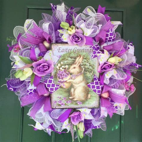 Sale Beautiful Large Easter Greetings Wreath Purple Easter Wreath