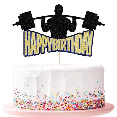 Black Flash Weightlifting Happy Birthday Cake Topperfitness Lover