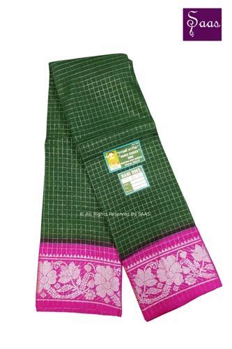 Rani Zari Checks Silver Contrast Green With Pink जर बरडर सड