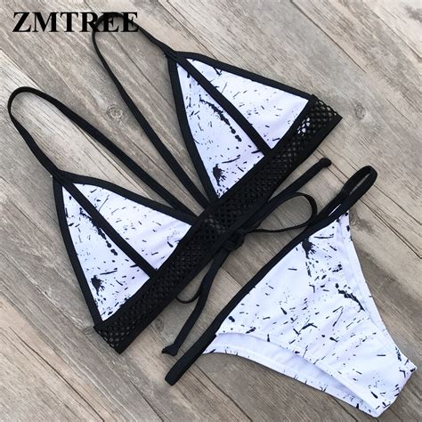 Aliexpress Buy Zmtree Swimwear Women Bikini Set Mesh Bathing