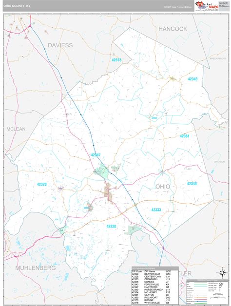 Ohio County Ky Wall Map Premium Style By Marketmaps Mapsales