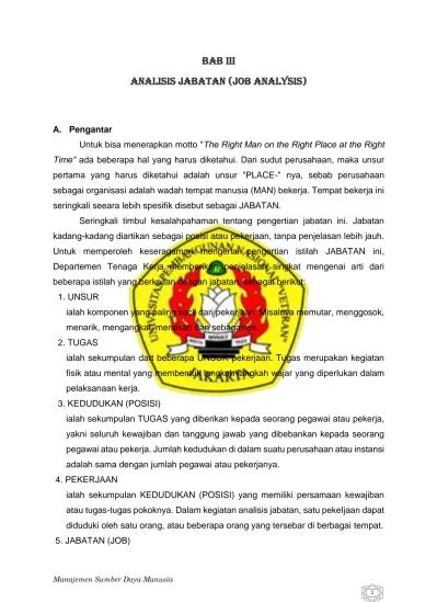 Bab Iii Analisis Jabatan Job Analysis