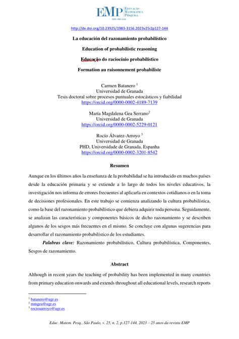 PDF La educación del razonamiento probabilístico