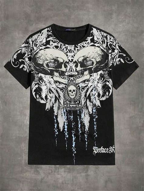 Grunge Punk Hombres Camiseta Algod N Estampado De Cr Neo Moda De