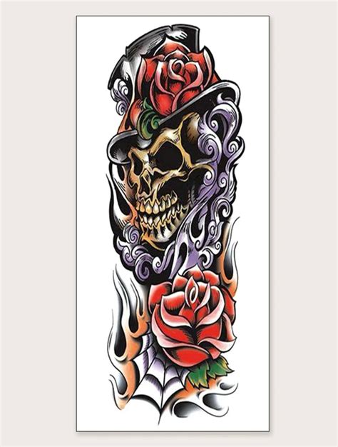 Skull And Roses Sleeve Tattoo Designs