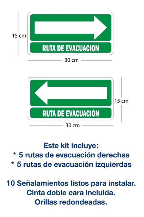 Señalamiento Ruta De Evacuacion 2 Piezas Izquierda Derecha GOPRINT