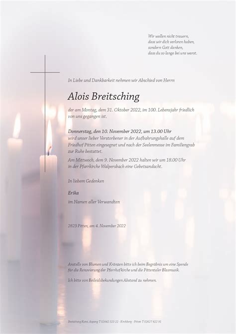 Alois Breitsching Bestattung Kunz Pitten Und Aspang N