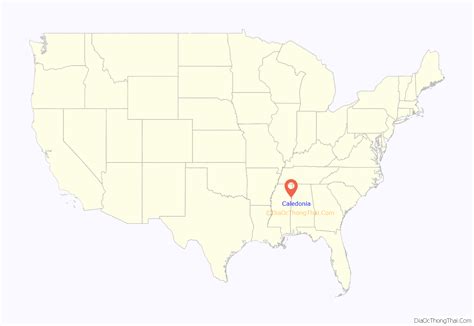 Map of Caledonia town, Mississippi - Thong Thai Real