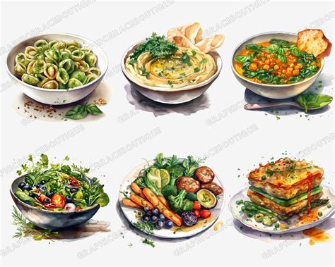 Healthy Meals Digital Clipart Bundle Healthy Foodwhole - Etsy