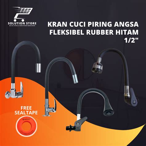 Jual Kran Angsa Cuci Piring Fleksibel 2in1 Rubber Hitam Dinding Kran