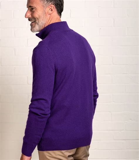 Royal Purple Mens Cashmere Merino Zip Neck Jumper Woolovers Au