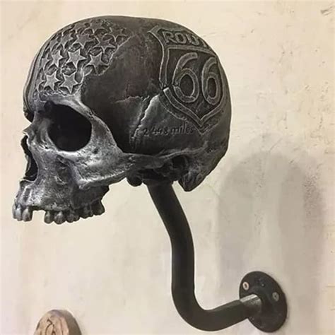 Lvluokj Skull Helmet Rack Wall Mount Motorcycle Skull Helmet Holder