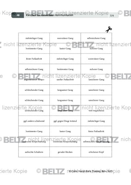 Kiesler Kreis Training Kärtchen zur nonverbalen Kommunikation