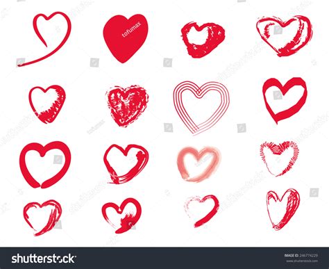 vector hand drawing heart shape set stock vector royalty