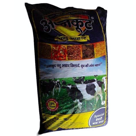 Pellets 50Kg Deri Bypass Annkoot Pashu Aahar Cattle Feed Packaging