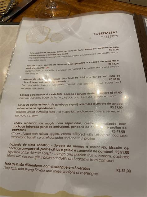 Menu Em Restaurante Banana Da Terra Paraty