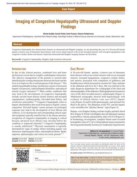 Pdf Imaging Of Congestive Hepatopathy Ultrasound And Doppler Findings