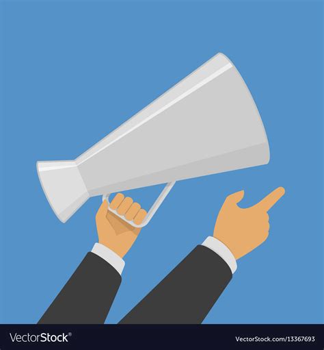 Human Hand Holding Megaphone Royalty Free Vector Image