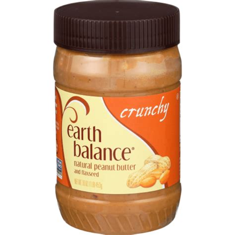 Earth Balance Peanut Butter And Flaxseed Crunchy Natural Jar 16 Oz