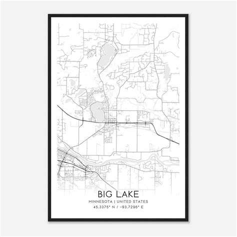Big Lake Minnesota Map Poster, Modern Home Decor Wall Art Print