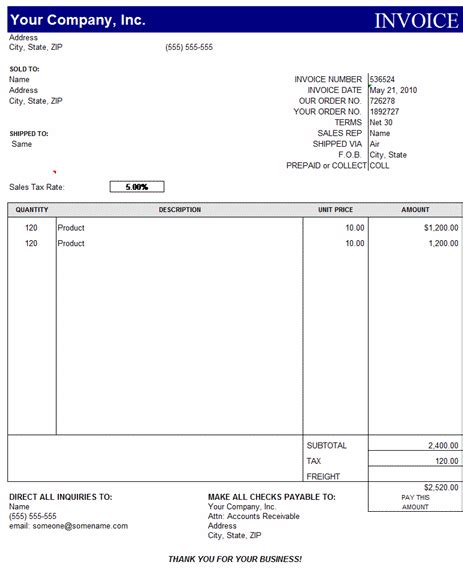 Sales Invoice Template Excel Free Download - invoice complete