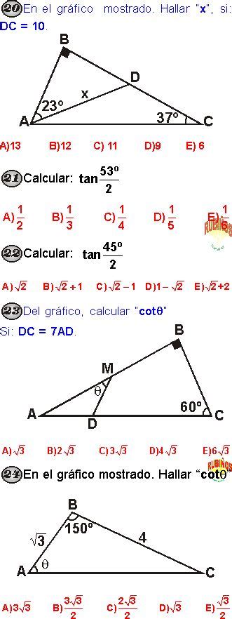 Razones Trigonom Tricas Notables Y Y Y