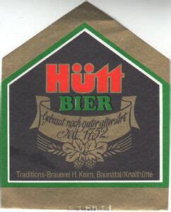 Drink Label H Tt Bier Hutt Brauerei Bettenhauser Gmbh Co Kg