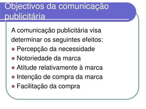 Ppt Objectivos Da Comunica O Publicit Ria Powerpoint Presentation