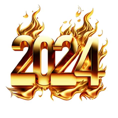 Feliz año nuevo 2024 números 3d dorados con texto de lujo png y psd