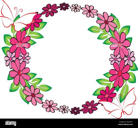 Vector Flowers Butterfly Border Frame Care Background Design Stock