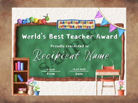 Teacher Appreciation Award Custom Certificate Template Worlds Best