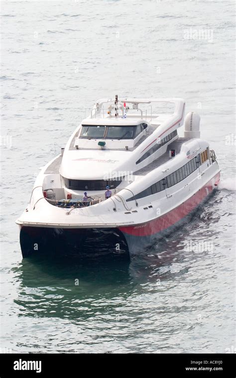 Hong Kong Macau Turbojet Catamaran Entering Shun Tak Centre Ferry