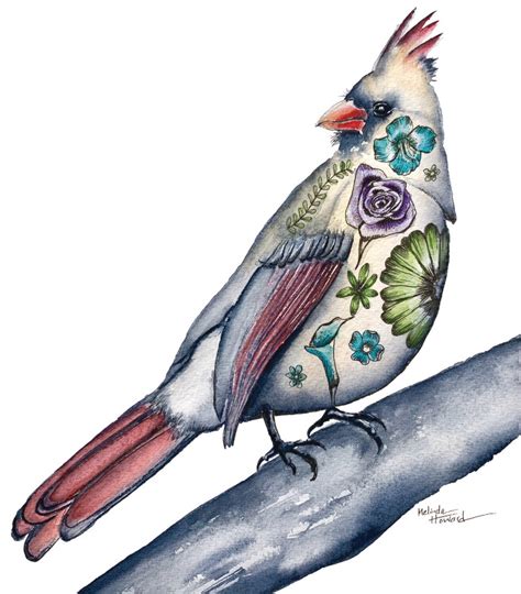 Female Cardinal Bird Tattoo