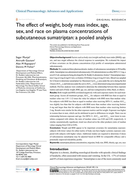 Pdf The Effect Of Weight Body Mass Index Age Sex And Race On Plasma Concentrations Of