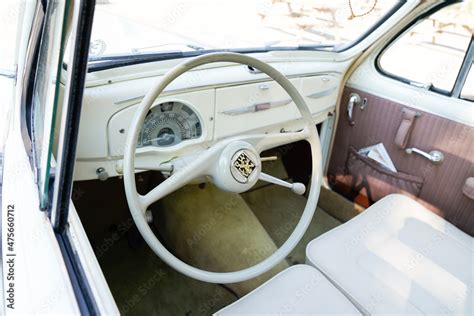 Peugeot 203 white dashboard interior retro car sixties french popular ...