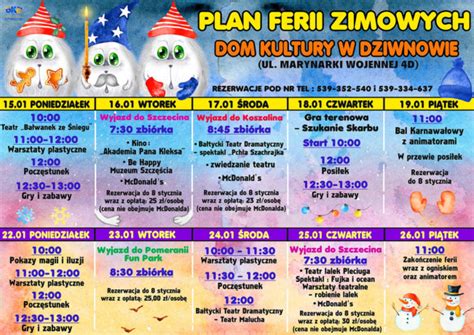 Ferie Zimowe W Gminie Dziwn W Program