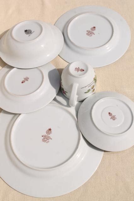 90s Vintage Royal Worcester Herbs Botanical Pattern China Dinnerware