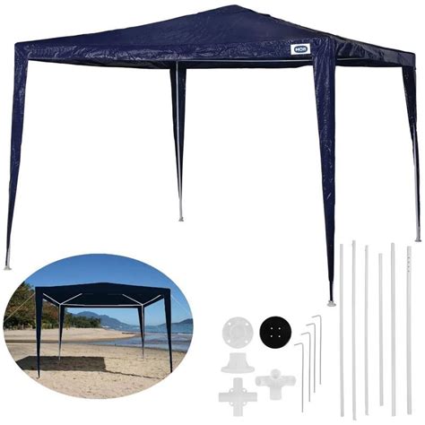 Tenda Gazebo Barraca Praia 3x3 M De Encaixe Em Rafia Azul Mor Gazebo