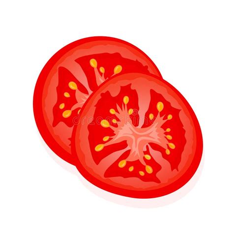 Slice Of Red Tomato Isolated On White Two Slices Of Ripe Juicy Tomato