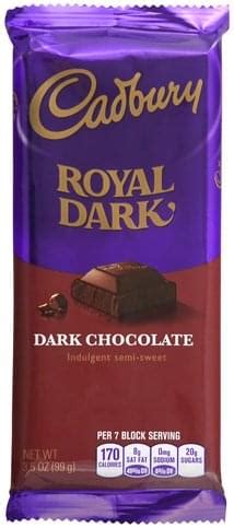 Cadbury Royal Dark Dark Chocolate - 3.5 oz, Nutrition Information | Innit