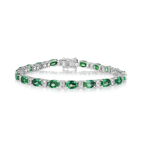 Oval Emerald Round Diamond Bracelet SES Creations