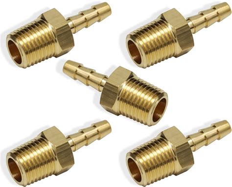 Boeray 5pcs Brass Hose Barb Fittings 316 Inch Barb To 14 Inch Male Npt Thread Air Hose Fitting