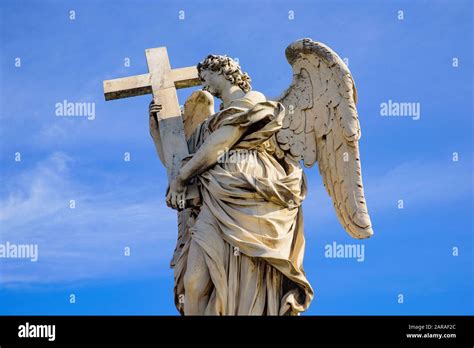 Statue Of Angel On Ponte Sant Angelo A Roman Bridge In Rome Italy