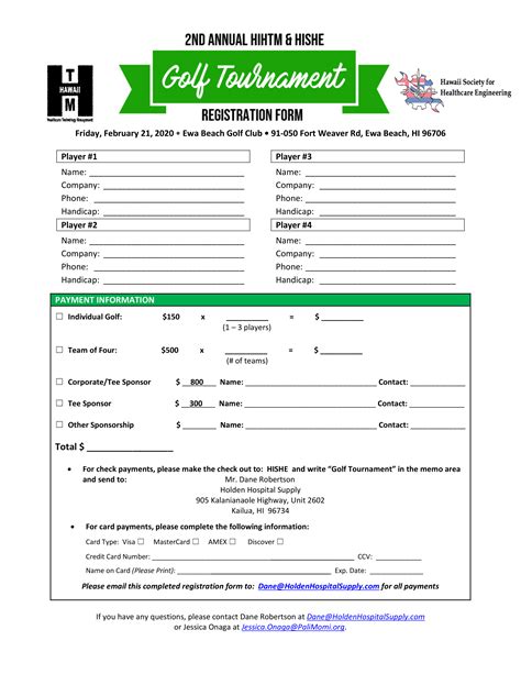 Golf Tournament Registration Form HiHTM