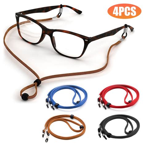 4pcs Eyeglass Strap Holders Eeekit Pu Leather Glasses Straps 27 Non Slip Eyewear Retainers