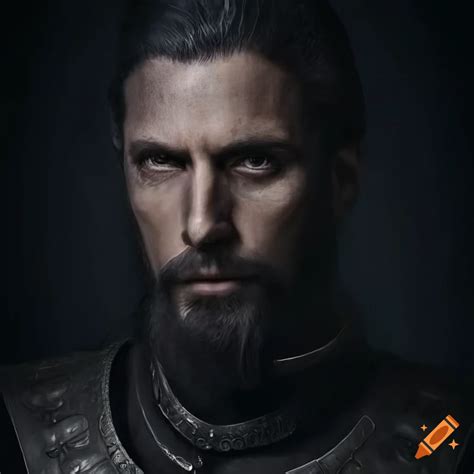 Hyperrealistic Portrait Of A Medieval Noble Lord In Black Armor On Craiyon