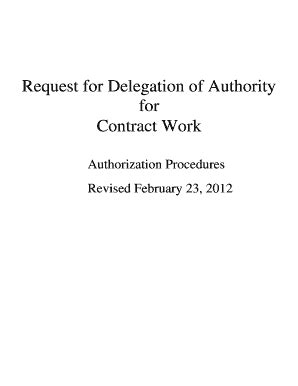 Fillable Online Request For Delegation Of Authority For Contract Work