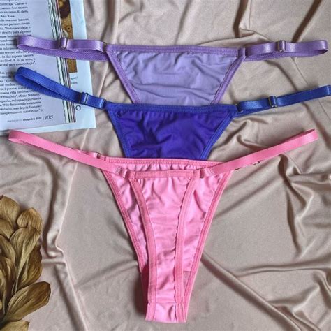 Kit 3 Calcinhas Fio Dental em Microfibra e Alças Reguláveis Lingerie Feminina sexy Moda