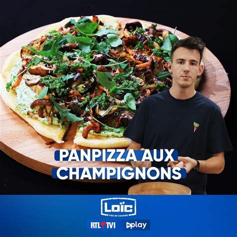 A Man Standing In Front Of A Pizza With Toppings On It And The Words