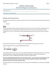 Ecet Lab Docx Ecet Signals And Systemslab Page Devry